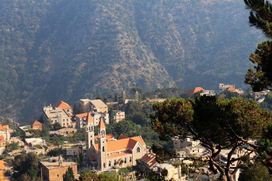 Baskinta village and Mount Sannine